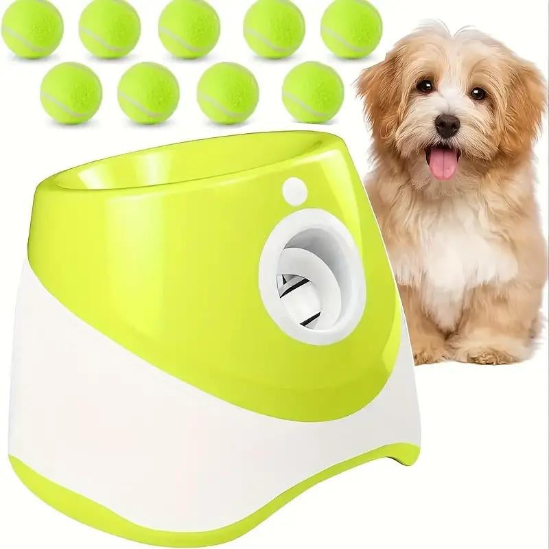 Automatic Dog Ball Launcher with 3 Tennis Balls, 3 Mode Adjustable Dog Ball Thrower, Interactive Dog Toys for Small & Medium Dogs Indoor & Outdoor