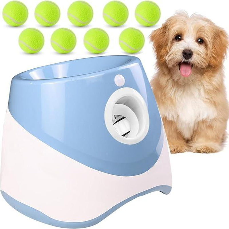 Automatic Dog Ball Launcher with 3 Tennis Balls, 3 Mode Adjustable Dog Ball Thrower, Interactive Dog Toys for Small & Medium Dogs Indoor & Outdoor