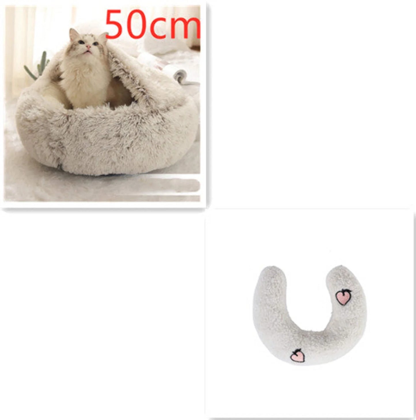 2 in 1 Dog and Cat Bed Pet Winter Bed round Plush Warm Bed House Soft Long Plush Pets Bed