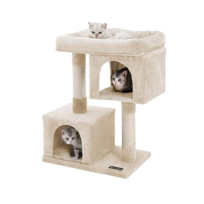 Feandrea Cat Tree, 33.1-Inch Cat Tower, L, Condo for Large Cats up to 16 Lb,2 Cat Caves, Scratching Post