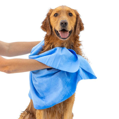 Shammy Dog Towels for Drying Dogs Large - 34" X 26" - Quick-Dry Technology Dries Dogs 2X Faster - Easy to Wring Out & Reuse - Ultra Absorbent