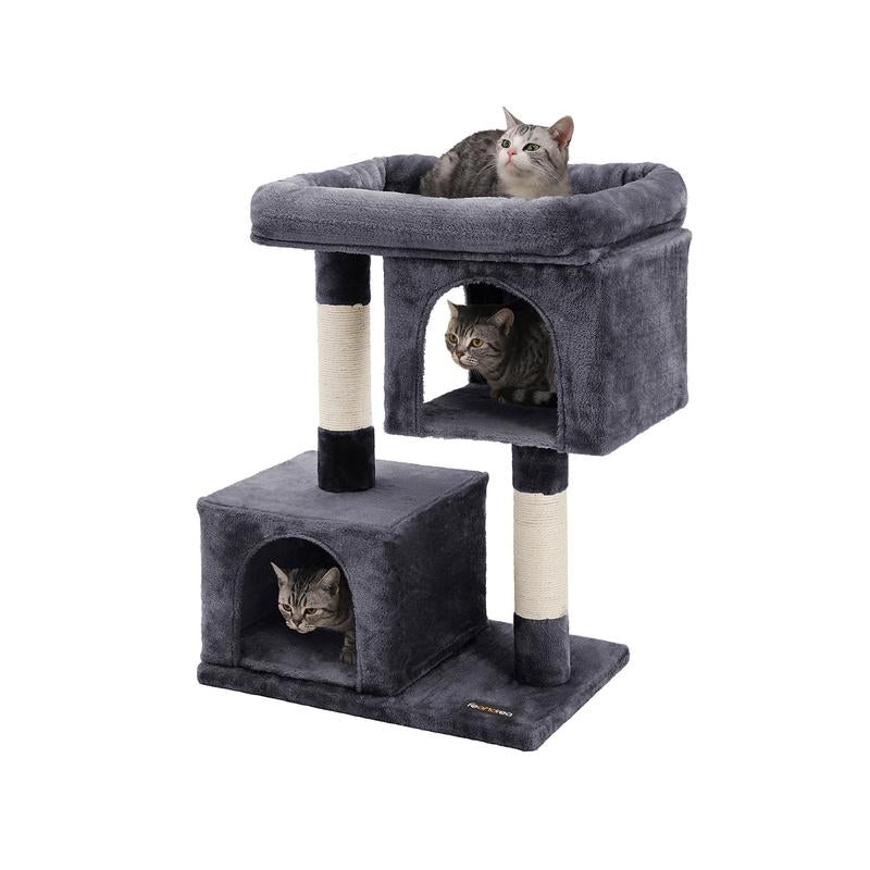 Feandrea Cat Tree, 33.1-Inch Cat Tower, L, Condo for Large Cats up to 16 Lb,2 Cat Caves, Scratching Post