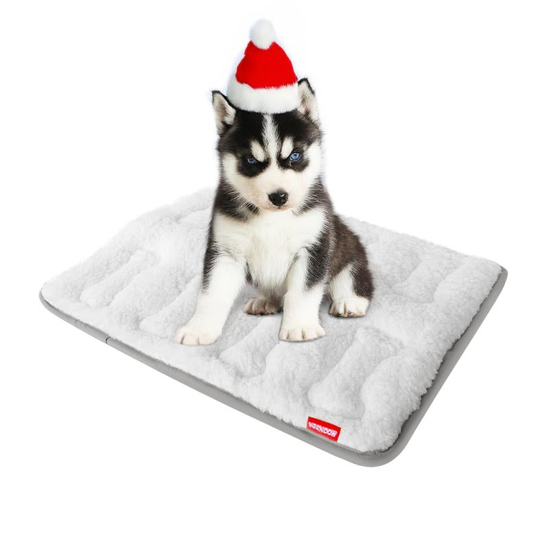 Winter Warm Plush Pet Mat, Dog Mat for Crate with anti Slip Bottom, Cute Pet Bed for Cats and Dogs, Machine Washable Pet Mattress