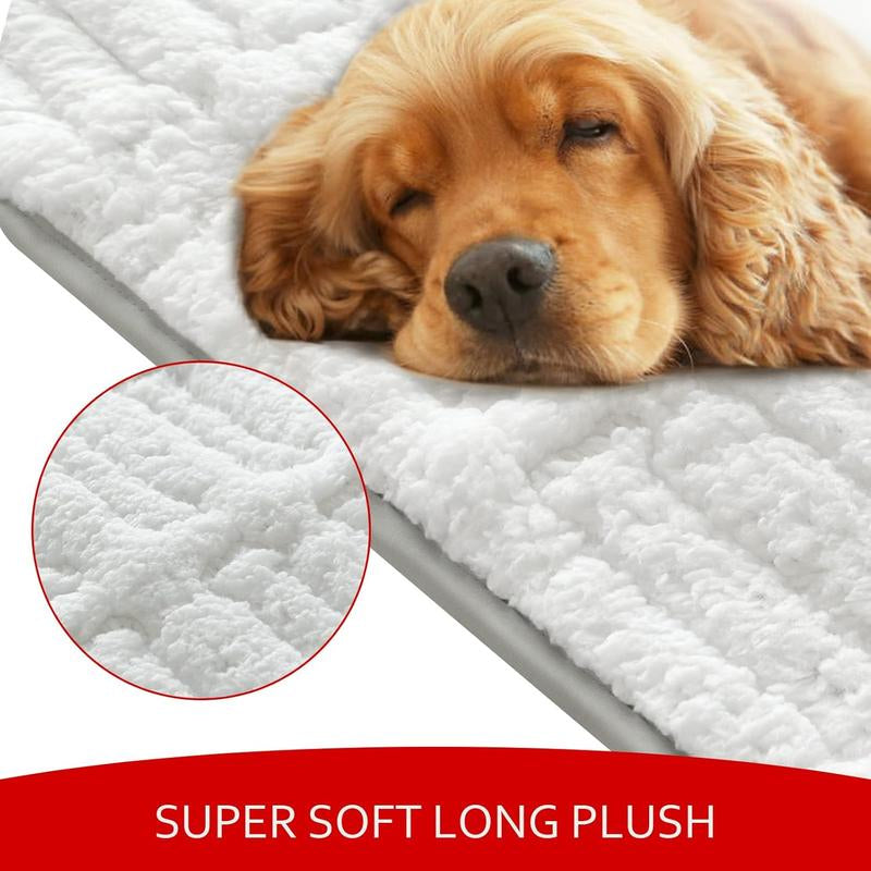 Winter Warm Plush Pet Mat, Dog Mat for Crate with anti Slip Bottom, Cute Pet Bed for Cats and Dogs, Machine Washable Pet Mattress